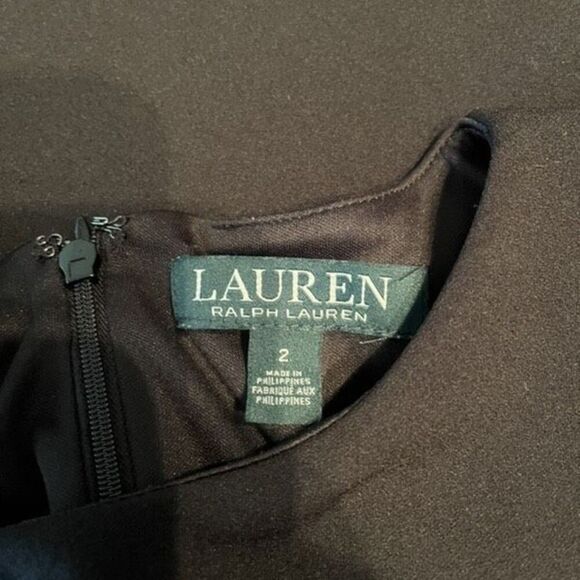 Lauren Ralph Lauren Black Dress 3/4 Sleeve with Flutter Dressy Size 2 - Picture 2 of 5